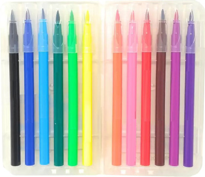 KRAFTMASTERS Set of 12 Color Paint Brush Pens | 12 Colours | Fun of Painting without Mess | No Dripping & No Spilling | Washable & non toxic colour - Easily wash from skin | Unique Design & Smooth Paint Flow (Set of 12, Multicolor)
KRAFTMASTERS Set of 12 Color Paint Brush Pens | 12 Colours | Fun of Painting without Mess | No Dripping & No Spilling | Washable & non toxic colour - Easily wash from skin | Unique Design & Smooth Paint Flow (Set of 12, Multicolor)