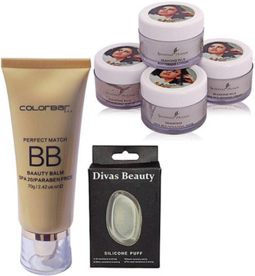 divas beauty Silicon Puff With Colorbar B B Cream, Shahnaz Husain Diamond Skin Revival Facial Kit(Set of 3)
divas beauty Silicon Puff With Colorbar B B Cream, Shahnaz Husain Diamond Skin Revival Facial Kit(Set of 3)