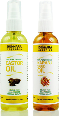 Donnara Organics 100% Pure Castor oil and Karanj oil Combo of 2 Bottles of 100 ml(200 ml) Hair Oil(200 ml)
Donnara Organics 100% Pure Castor oil and Karanj oil Combo of 2 Bottles of 100 ml(200 ml) Hair Oil(200 ml)