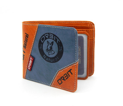 Orbit Men Tan Genuine Leather, Fabric Wallet(3 Card Slots)