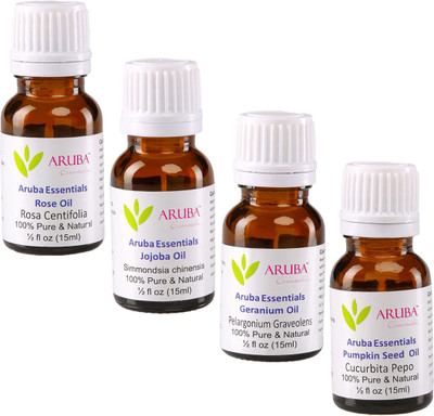 Aruba Essentials 100% Undiluted Rose, Jojoba, Geranium & Pumpkin Seed Oils(60 ml)
Aruba Essentials 100% Undiluted Rose, Jojoba, Geranium & Pumpkin Seed Oils(60 ml)