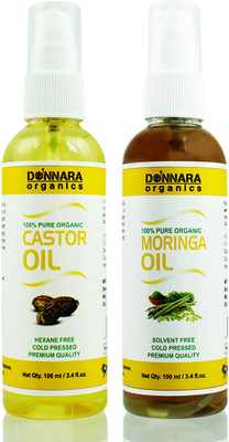 Donnara Organics 100% Pure Castor oil and Moringa oil Combo of 2 Bottles of 100 ml(200 ml) Hair Oil(200 ml)
Donnara Organics 100% Pure Castor oil and Moringa oil Combo of 2 Bottles of 100 ml(200 ml) Hair Oil(200 ml)