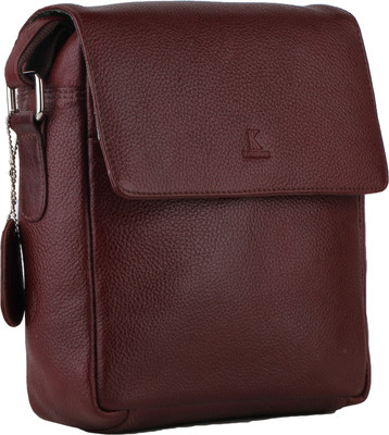 K London Women Casual, Formal Maroon Genuine Leather Sling Bag