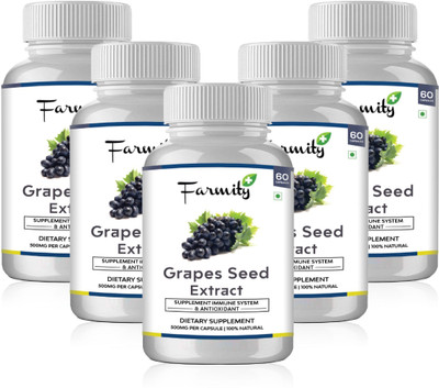 Farmity Farmity Grape Seed Extract Capsules for immune system support - 500mg Pack of 5(300 No)
Farmity Farmity Grape Seed Extract Capsules for immune system support - 500mg Pack of 5(300 No)