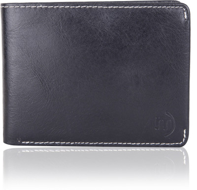 MO DERNO Men Casual Black Genuine Leather Wallet(8 Card Slots)