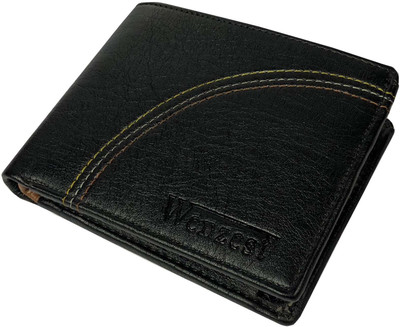WENZEST Men Black Artificial Leather Wallet(3 Card Slots), Blacktan