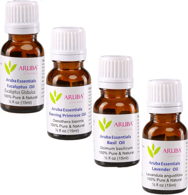 Aruba Essentials 100% Undiluted Eucalyptus, Evening Primrose, Basil & Lavender Oils(60 ml)
Aruba Essentials 100% Undiluted Eucalyptus, Evening Primrose, Basil & Lavender Oils(60 ml)