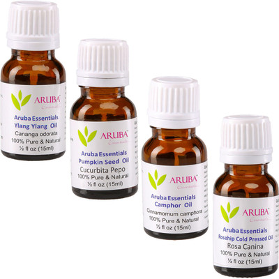 Aruba Essentials 100% Undiluted Ylang Ylang, Pumpkin Seed, Camphor & Rosehip Cold Pressed Oils(60 ml)
Aruba Essentials 100% Undiluted Ylang Ylang, Pumpkin Seed, Camphor & Rosehip Cold Pressed Oils(60 ml)