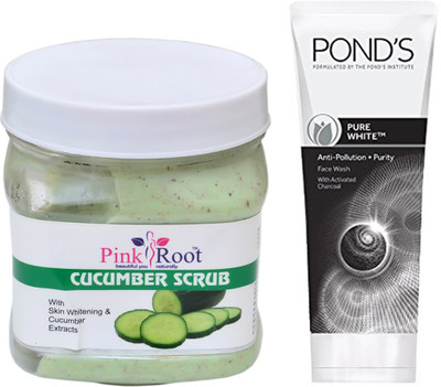 Pink Root CUCUMBER SCRUB 500G WITH POND'S PURE WHITE ANTI POLLUTION FACE WASH 50G(Set of 2)
Pink Root CUCUMBER SCRUB 500G WITH POND'S PURE WHITE ANTI POLLUTION FACE WASH 50G(Set of 2)