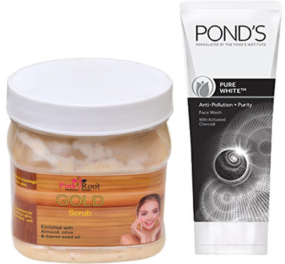 Pink Root GOLD SCRUB 500G WITH POND'S PURE WHITE ANTI POLLUTION FACE WASH 50G(Set of 2)
Pink Root GOLD SCRUB 500G WITH POND'S PURE WHITE ANTI POLLUTION FACE WASH 50G(Set of 2)