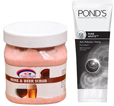 Pink Root WINE AND BEER SCRUB 500G WITH POND'S PURE WHITE ANTI POLLUTION FACE WASH 50G(Set of 2)
Pink Root WINE AND BEER SCRUB 500G WITH POND'S PURE WHITE ANTI POLLUTION FACE WASH 50G(Set of 2)