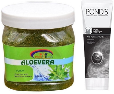 Pink Root ALOEVERA GEL SCRUB 500G WITH POND'S PURE WHITE ANTI POLLUTION FACE WASH 50G(Set of 2)
Pink Root ALOEVERA GEL SCRUB 500G WITH POND'S PURE WHITE ANTI POLLUTION FACE WASH 50G(Set of 2)