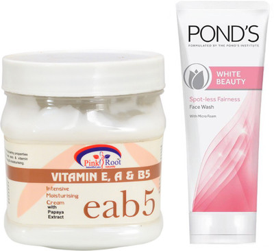 Pink Root VITAMIN E,A,B5 MASSAGE CREAM 500G WITH POND'S WHITE BEAUTY FACEWASH(Set of 2)
Pink Root VITAMIN E,A,B5 MASSAGE CREAM 500G WITH POND'S WHITE BEAUTY FACEWASH(Set of 2)