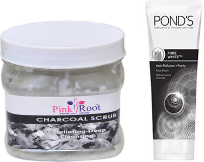 Pink Root CHARCOAL SCRUB 500G WITH POND'S PURE WHITE ANTI POLLUTION FACE WASH 50G(Set of 2)
Pink Root CHARCOAL SCRUB 500G WITH POND'S PURE WHITE ANTI POLLUTION FACE WASH 50G(Set of 2)