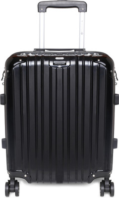 Swisstek Hard Trolley Cabin Luggage with Unique outer strap – PC+ABS BLACK Cabin Luggage - inch(Black