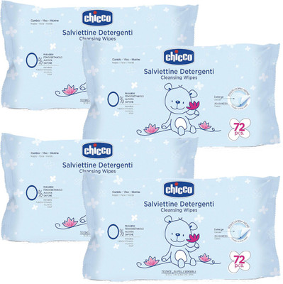 Chicco Wipes Without Flip Cover (72 Pcs-Pack of 4)(4 Pieces)