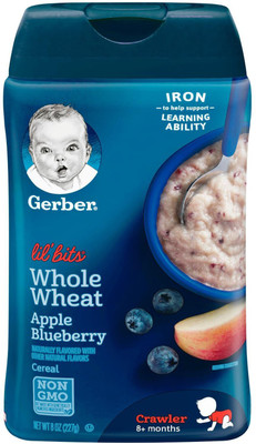 Gerber Lil' Bits 227g (8oz) - Whole Wheat Cereal Apple Blueberry Cereal(227 g, 6)