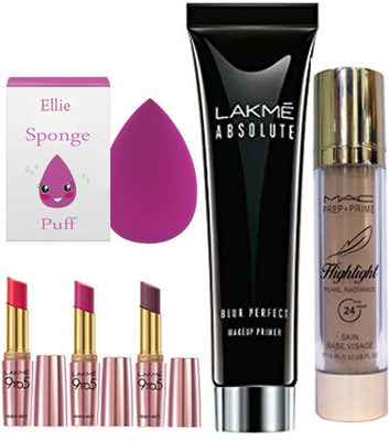 ellie Sponge Puff With Lakme Absolute Blur Perfect Makeup Primer&Mac Perp+Prime Highlight Foundation&Lakme Matte Finsh Lipstick Pack Of 3(Set of 6)
ellie Sponge Puff With Lakme Absolute Blur Perfect Makeup Primer&Mac Perp+Prime Highlight Foundation&Lakme Matte Finsh Lipstick Pack Of 3(Set of 6)