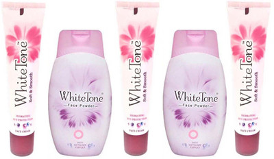 White Tone Soft and Smooth Face Cream 25g X 3 & Face Powder 70g X 2(Set of 5)