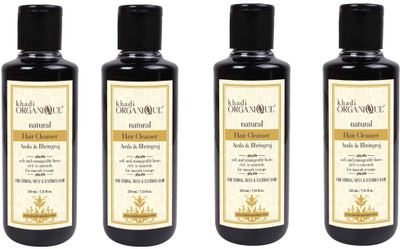 KHADI ORGANIQUE AMLA & BHRINGRAJ HAIR CLEANSER (SHAMPOO) 840 ML PACK OF 4(840 ml)