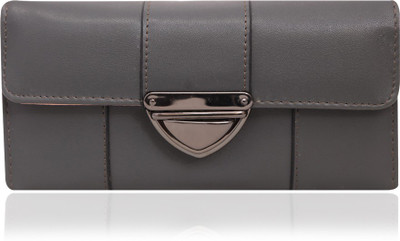 Quickk Women Grey Artificial Leather Wallet(10 Card Slots)