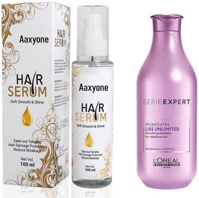 aaxyone Hair Serum With Serie Expert Liss Unlimited Shampoo (300 ml)(Set of 2)