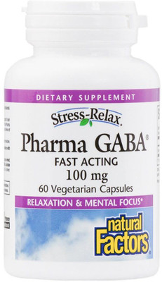 Natural Factors Stress-Relax Pharma GABA' - 100 mg - 60 Vegetarian Capsules(60 No)
Natural Factors Stress-Relax Pharma GABA' - 100 mg - 60 Vegetarian Capsules(60 No)
