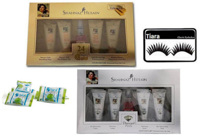 tiara Eyelashes & Diamond & Gold Facial Kit , Magic Napkin(Set of 4)