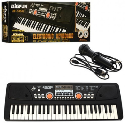BigFun Electronic 49 key Piano Keyboard with Microphone, Recording, MIC, USB Cables - 16 tones, 8 Rhythms, 6 Demos(Black)
BigFun Electronic 49 key Piano Keyboard with Microphone, Recording, MIC, USB Cables - 16 tones, 8 Rhythms, 6 Demos(Black)