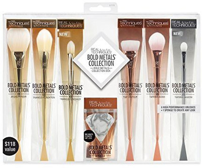 Real Techniques Bold Metals Collection Box Full Face Makeup Brush Set Six Brushes Plus One Sponge Blender(Pack of 6)
Real Techniques Bold Metals Collection Box Full Face Makeup Brush Set Six Brushes Plus One Sponge Blender(Pack of 6)