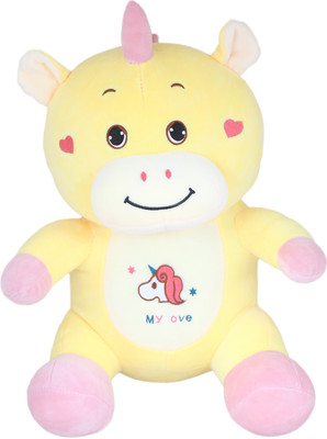 Tickles Yellow Super Soft Unicorn Bull Stuffed Soft toy For Kids 45 cm - 45 cm(Yellow)