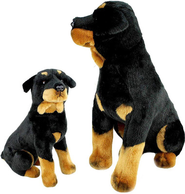 Tickles Black Mother Rottweile Dog with Baby Dog Stuffed Soft toy For Kids 53 cm - 53 cm(Black)
