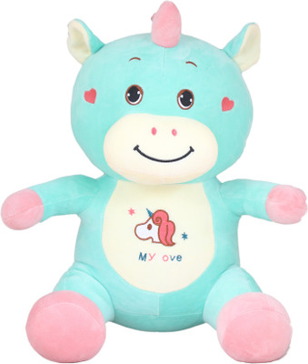 Tickles Green Super Soft Unicorn Bull Stuffed Soft toy For Kids 45 cm - 45 cm(Green)