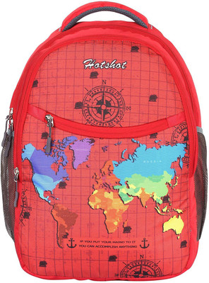 Hot Shot Polyester School Casual Bag 28.0 L Standrad Size Backpack(Red)