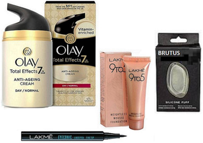 brutus Silicon Puff,Olay Total Effect 7 IN One Day Cream 50gm & Lakme 9 TO 5 Waterweight Mousse Foundation With Eyeconic Kajal(Set of 4)
brutus Silicon Puff,Olay Total Effect 7 IN One Day Cream 50gm & Lakme 9 TO 5 Waterweight Mousse Foundation With Eyeconic Kajal(Set of 4)