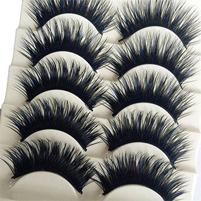 Bluelans 5 Pairs Long Thick Cross False Eyelashes Night Club Dancing Eye Lashes Handmade(Pack of 1)