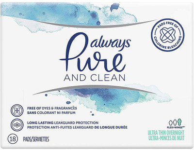Always Pure Clean Ultra Thin Feminine Pads With Wings, Overnight Absorbency, 18 Count Sanitary Pad(Pack of 54)
Always Pure Clean Ultra Thin Feminine Pads With Wings, Overnight Absorbency, 18 Count Sanitary Pad(Pack of 54)