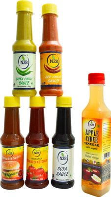 N2B Green Chilli + Red Chilli + Vegetable Sauce + Tomato Ketchup + Soya Sauce, 200g each + Apple Cider Vinegar 250ml, Combo 6 Combo(1250)
N2B Green Chilli + Red Chilli + Vegetable Sauce + Tomato Ketchup + Soya Sauce, 200g each + Apple Cider Vinegar 250ml, Combo 6 Combo(1250)