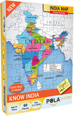 Pola Puzzles India Map 60 Pieces Jigsaw Puzzles, Puzzles for Kids Age 5 Years and Above. Size: 37 cm X 24 cm(60 Pieces)
Pola Puzzles India Map 60 Pieces Jigsaw Puzzles, Puzzles for Kids Age 5 Years and Above. Size: 37 cm X 24 cm(60 Pieces)