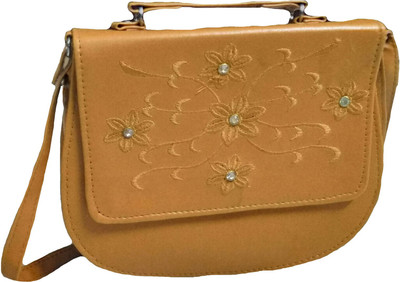 Rosy Women Casual Tan PU, Cotton Sling Bag