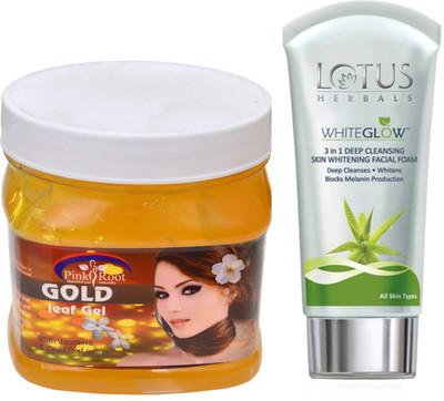 Pink Root GOLD GEL 500G WITH LOTUS SKIN WHITENING FACEWASH(Set of 2)