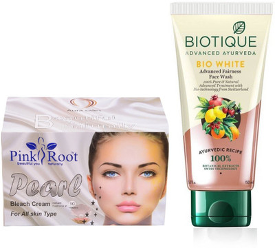 Pink Root PEARL BLEACH CREAM 250G WITH BIOTIQUE WHITE FAIRNESS FACEWASH(Set of 2)
Pink Root PEARL BLEACH CREAM 250G WITH BIOTIQUE WHITE FAIRNESS FACEWASH(Set of 2)