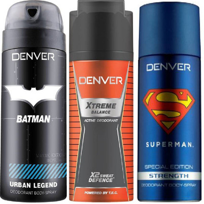Denver Batman Urban Legend Deo 150 Ml + Deo Extreme Balance 150ML + Superman Strength Deo 150 Ml Deodorant Spray - For Men(450 ml, Pack of 3)
Denver Batman Urban Legend Deo 150 Ml + Deo Extreme Balance 150ML + Superman Strength Deo 150 Ml Deodorant Spray - For Men(450 ml, Pack of 3)