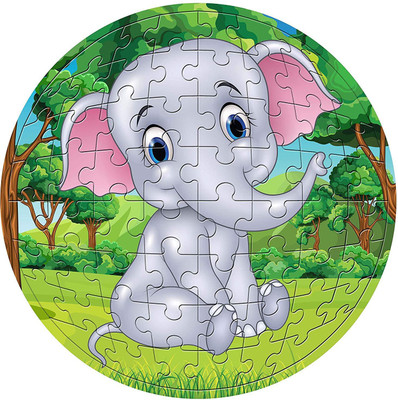 Pola Puzzles Elephant Circular 60 Pieces Jigsaw Puzzles or Floor Puzzles Size: 29 CM X 29 CM, Age 5+ Years and Above(60 Pieces)