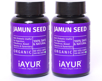 iAYUR Jamun Seed Extract (Pack of 2) 100% Potent, Pure & Safe - 500 Mg Extract(120 No)
iAYUR Jamun Seed Extract (Pack of 2) 100% Potent, Pure & Safe - 500 Mg Extract(120 No)
