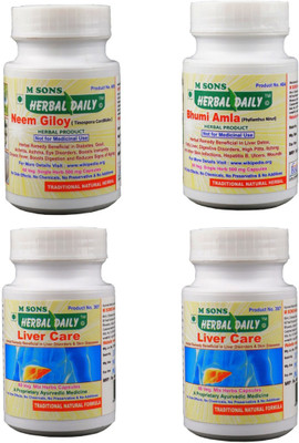M SONS Herbal daily Hepatitis & Fatty Liver Pack- 2 liver care, 1 Bhumi Amla, 1 Neem Giloy Veg. cap.(240 No)
M SONS Herbal daily Hepatitis & Fatty Liver Pack- 2 liver care, 1 Bhumi Amla, 1 Neem Giloy Veg. cap.(240 No)
