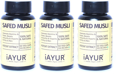 iAYUR Safed Musli Extract (Pack of 3) 100% Potent, Pure & Safe 500 Mg Extract(180 No)
iAYUR Safed Musli Extract (Pack of 3) 100% Potent, Pure & Safe 500 Mg Extract(180 No)