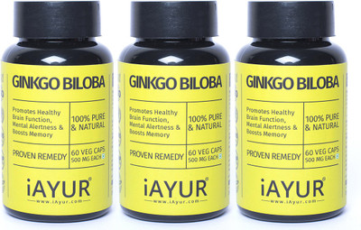 iAYUR Ginkgo Biloba Extract (Pack of 3) 100% Potent, Pure & Safe 500 Mg(180 No)
iAYUR Ginkgo Biloba Extract (Pack of 3) 100% Potent, Pure & Safe 500 Mg(180 No)