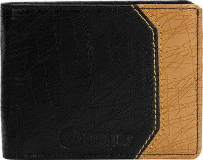 Vinto Men Black, Tan Artificial Leather Wallet(4 Card Slots)