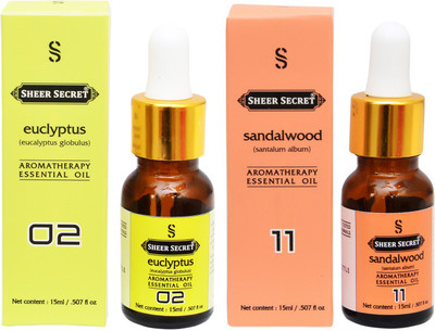 SHEER SECRET 2 AROMATHERAPY EUCLYPTUS ESSENTIAL OIL 15ML AND SANDALWOOD ESSENTIAL OIL 15ML(30 ml)
SHEER SECRET 2 AROMATHERAPY EUCLYPTUS ESSENTIAL OIL 15ML AND SANDALWOOD ESSENTIAL OIL 15ML(30 ml)